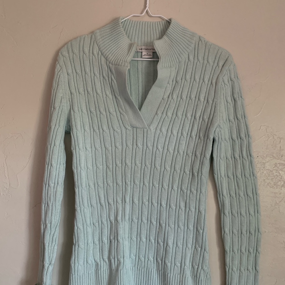 Liz Claiborne Light Teal V-Neck Sweater